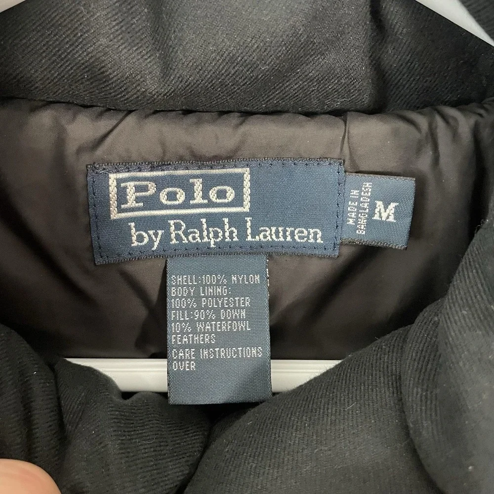 Polo Ralph Lauren Vest Mens Medium Black Down Puffer Quilted Full Zip Outdoor